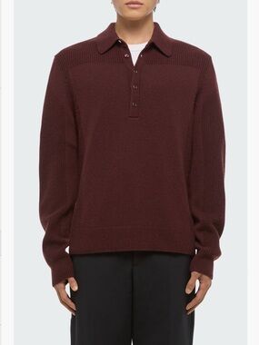Helmut Lang Men's Wool Knit Polo Sweater Size 2XL